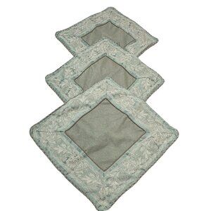 Waterford Linens Sage Green Scroll Design Standard Pillow Shams 26x26 Set Of 3